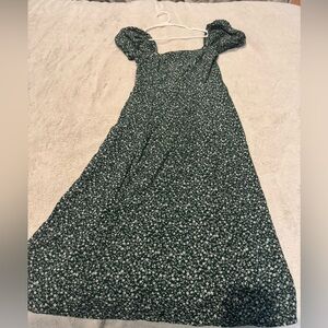 Floral Womens Large Green Dress